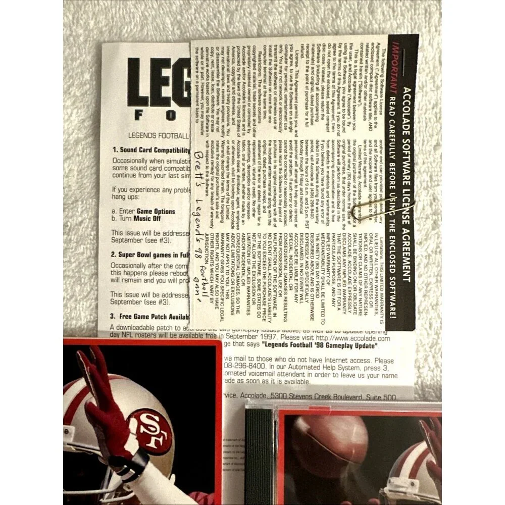 NFL Legends 98 Football PC CD-ROM Complete With Player's Guide Book + Bonus RARE